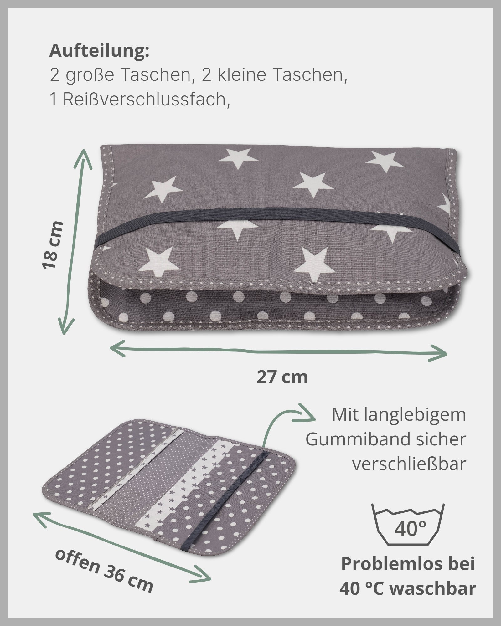 Windeltasche GRAUE STERNE-ULLENBOOM Baby