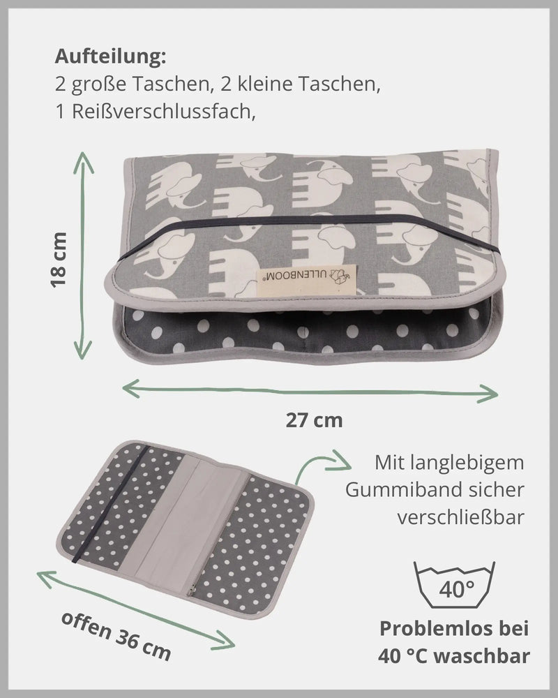 Windeltasche GRAU ELEFANT-ULLENBOOM Baby