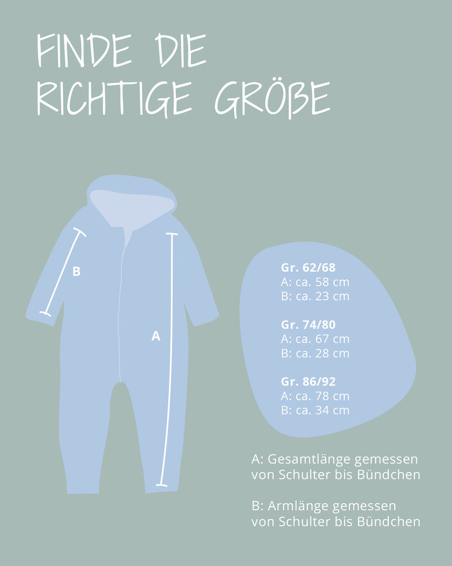 Größentabelle des ULLENBOOM Wollwalk Overalls