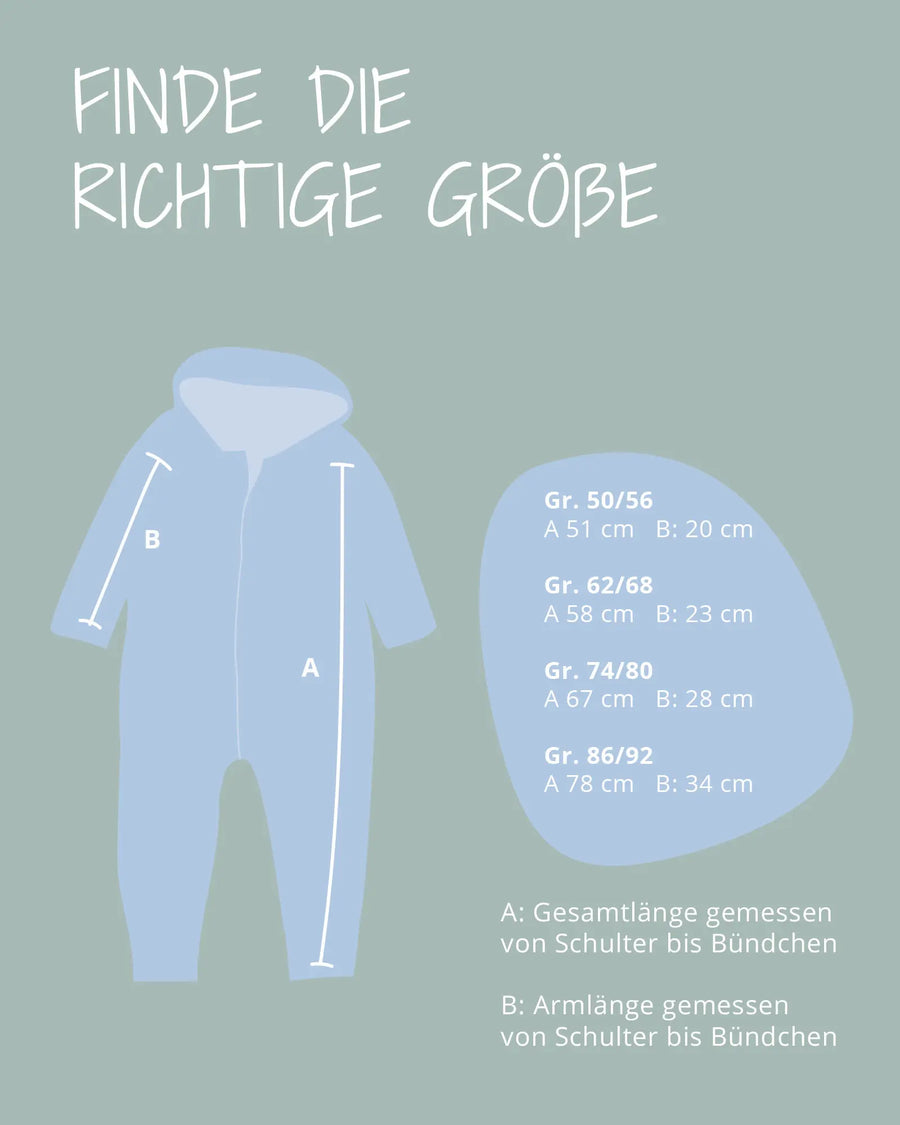 Größentabelle des ULLENBOOM Wollwalk Overalls
