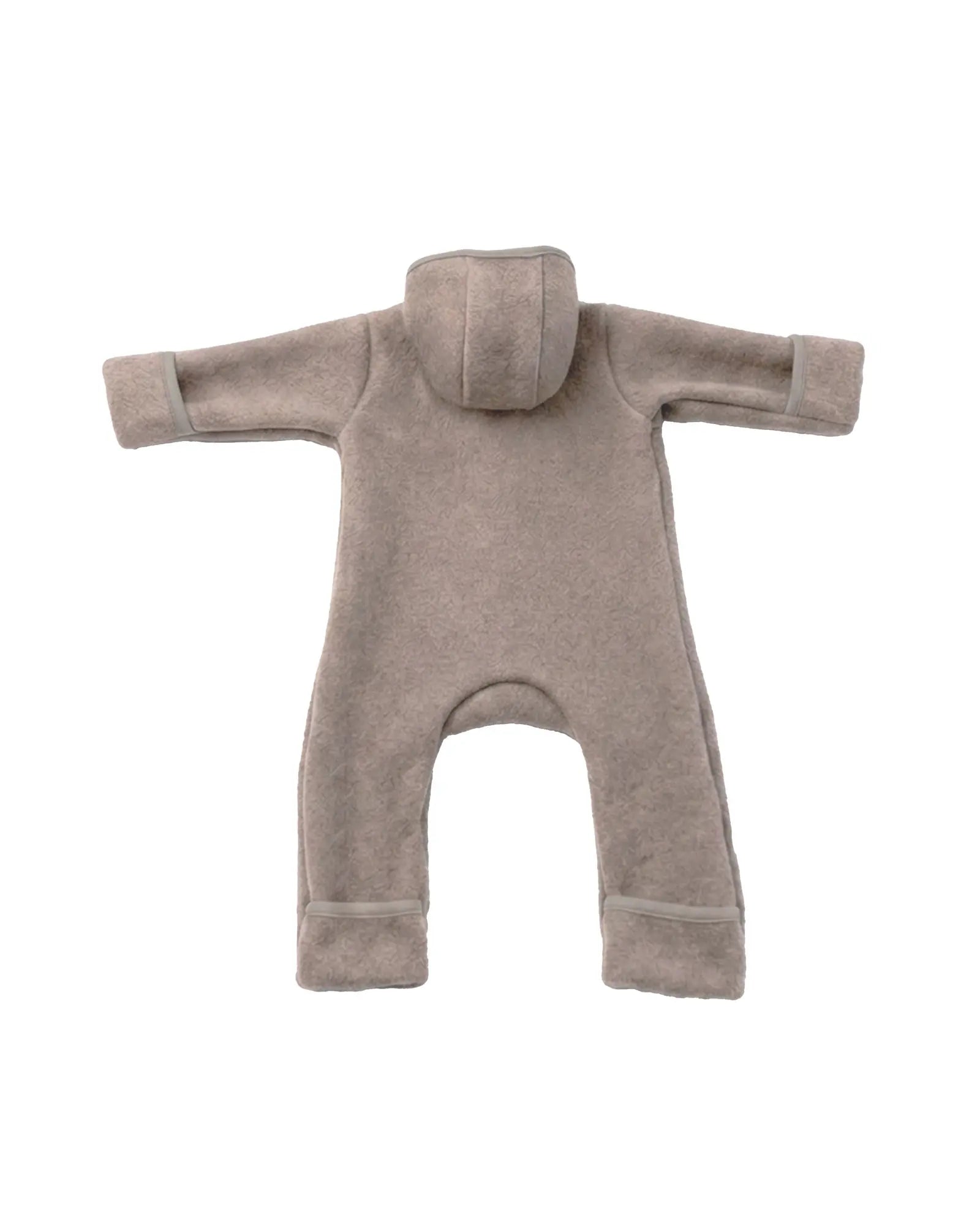 Wollwalk Overall Hafer Beige von hinten mit Kapuze