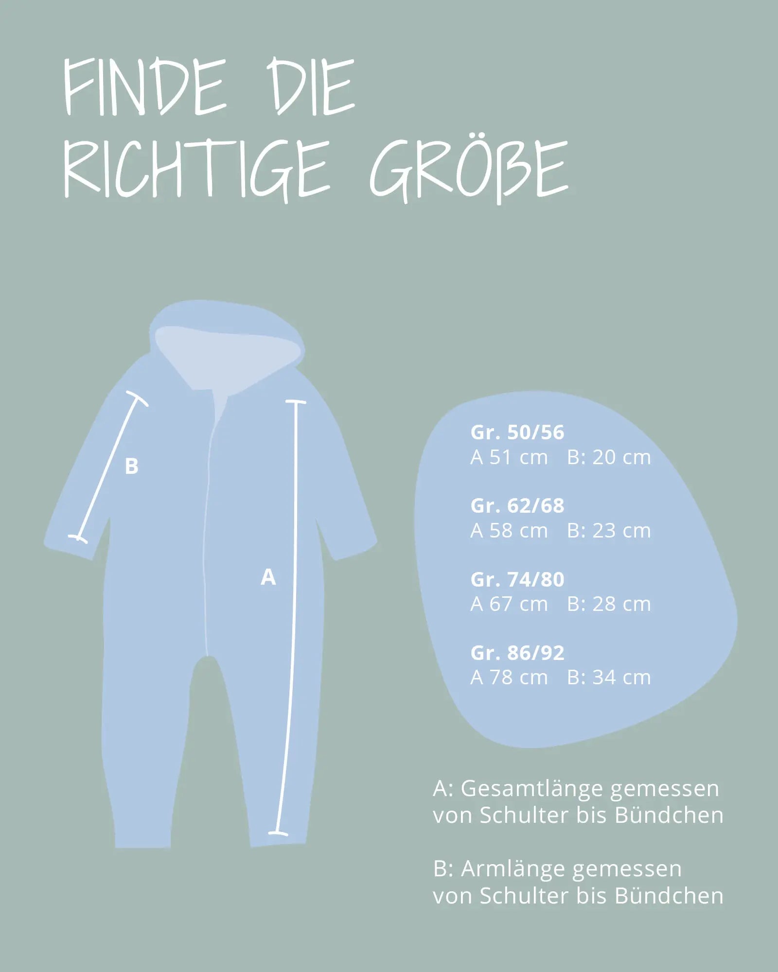Größentabelle des ULLENBOOM Wollwalk Overalls