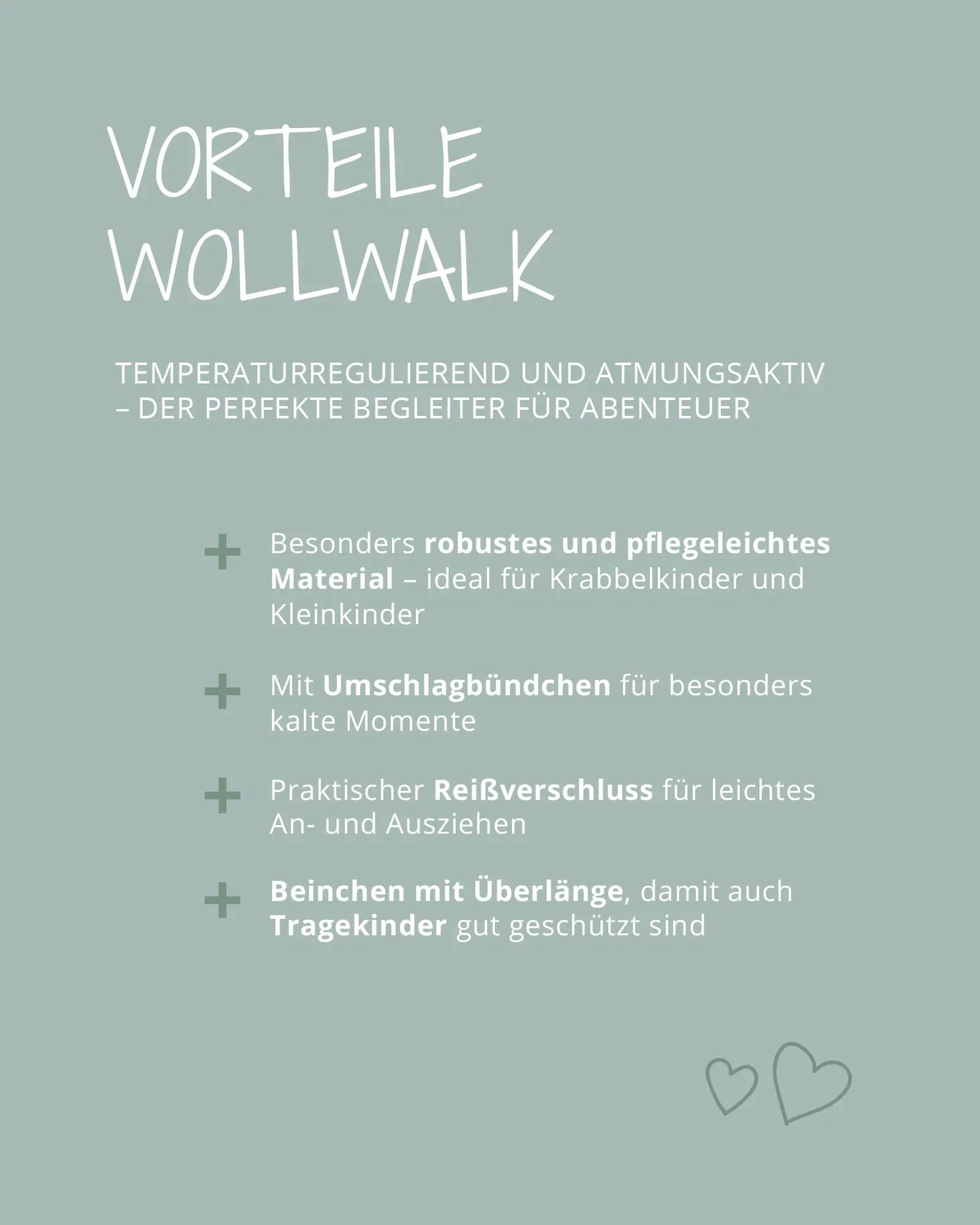 Vorteile des ULLENBOOM Wollwalk Overalls auf einen Blick