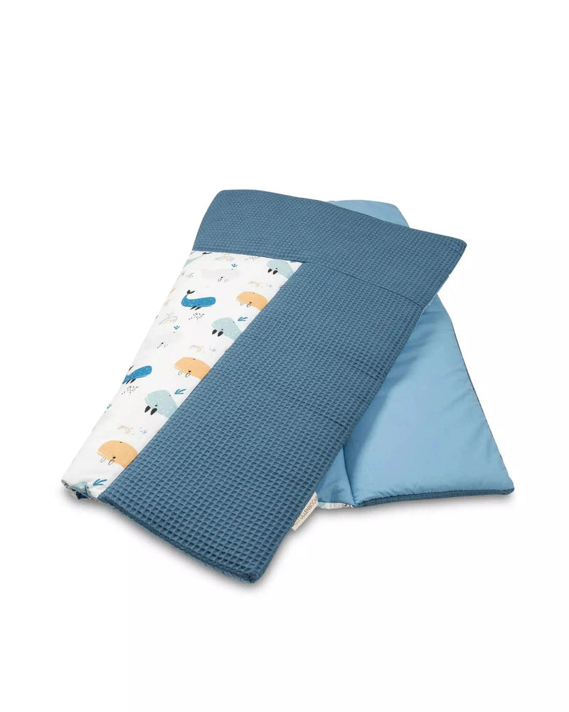 Wickelauflage Waffelpiqué Motiv BLAU WALE-ULLENBOOM-75 x 85 cm-ULLENBOOM Baby