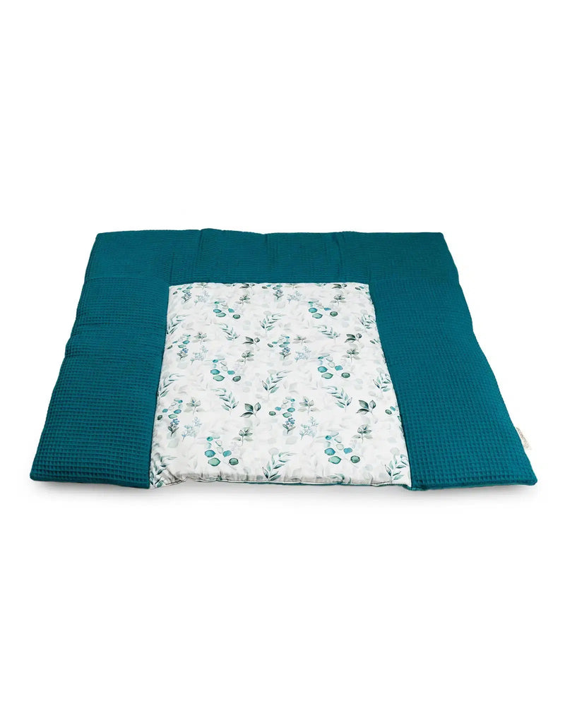 Wickelauflage Waffelpiqué Motiv EUKALYPTUS PETROL-ULLENBOOM-75 x 85 cm-ULLENBOOM Baby