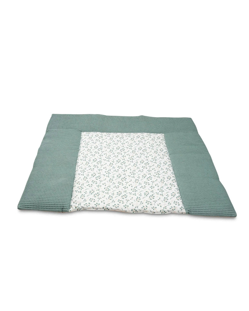 Wickelauflage Waffelpiqué Motiv FLORAL GRÜN-ULLENBOOM-75 x 85 cm-ULLENBOOM Baby