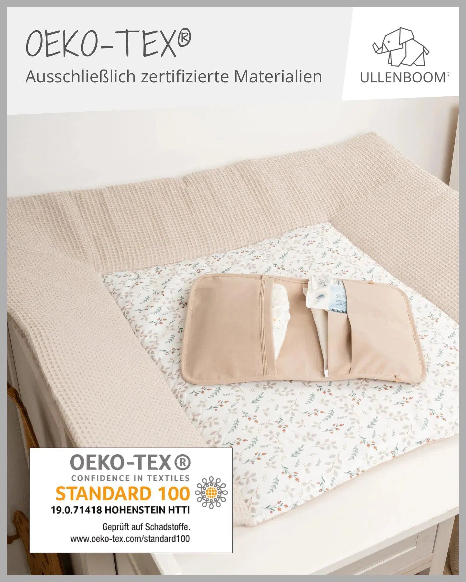 Wickelauflage Waffelpiqué Motiv FLORAL SAND-ULLENBOOM-75 x 85 cm-ULLENBOOM Baby