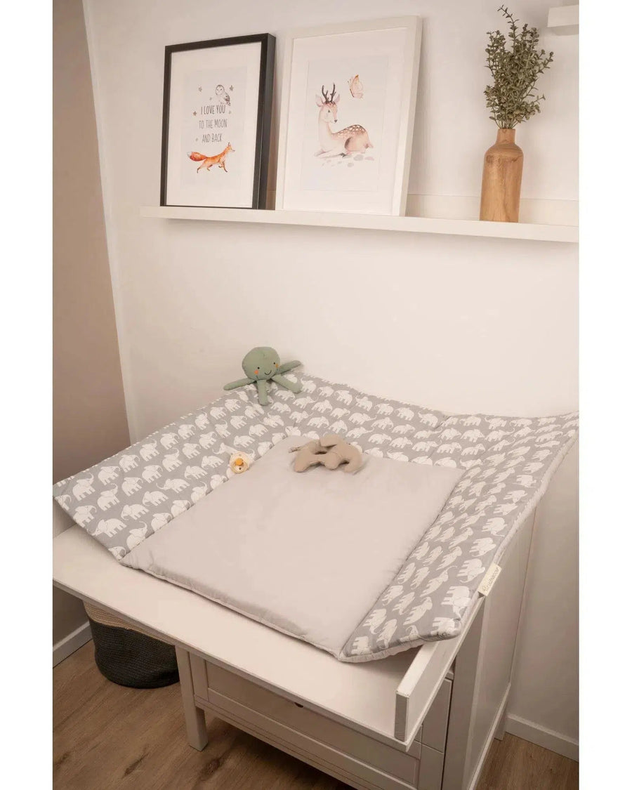 Wickelauflage Patchwork GRAU ELEFANT-ULLENBOOM-75 x 85 cm-ULLENBOOM Baby