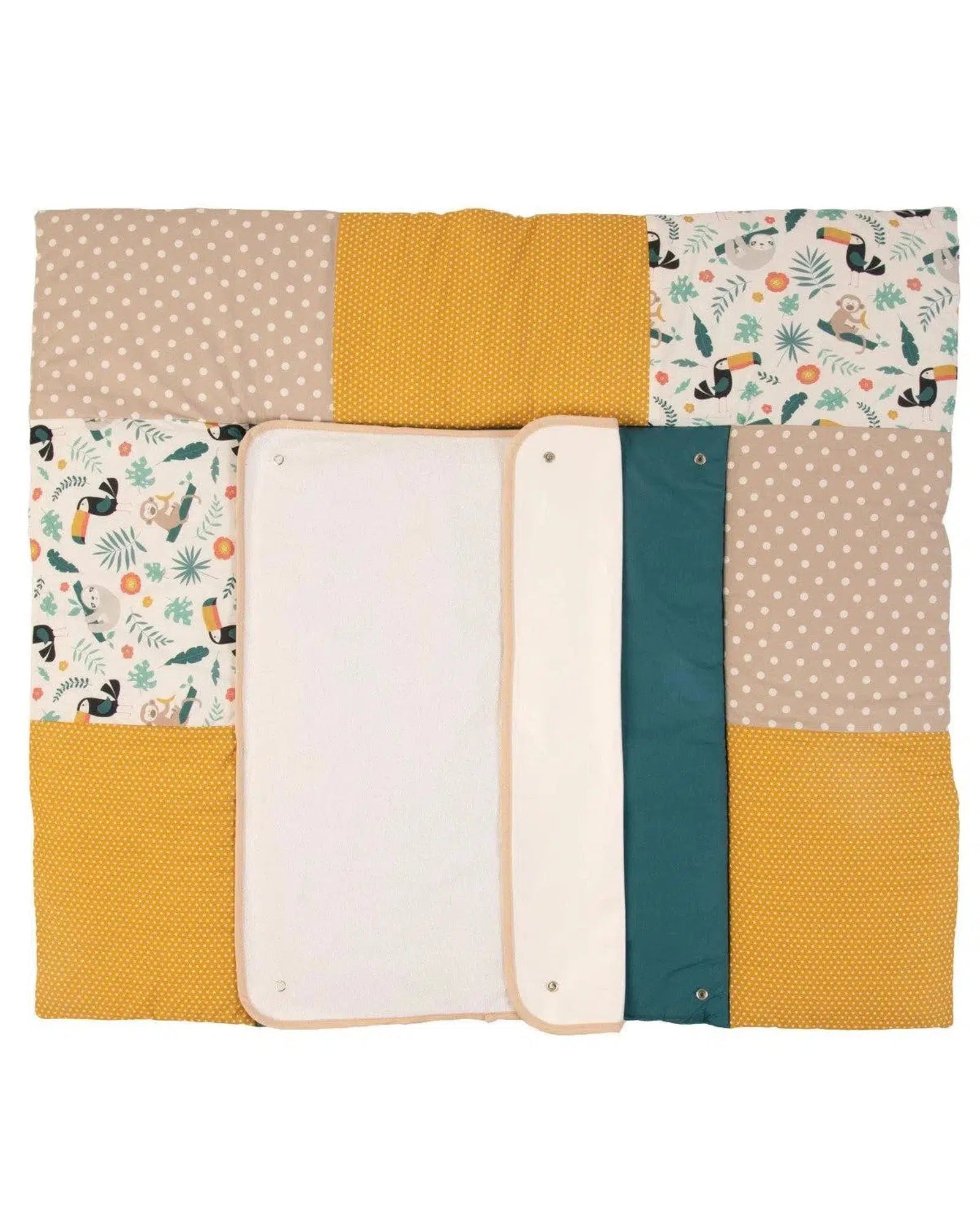 Wickelauflage mit Wechselmatte Patchwork DSCHUNGEL-ULLENBOOM-75 x 85 cm-ULLENBOOM Baby