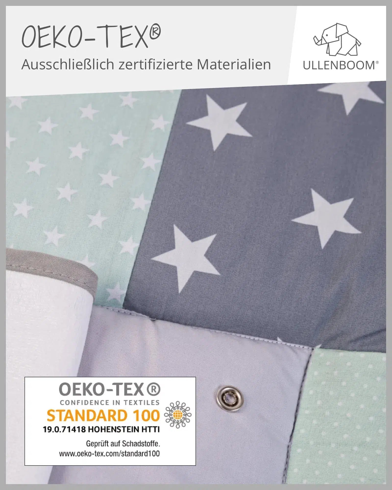 Wickelauflage mit Wechselmatte Patchwork MINT GRAU-ULLENBOOM-75 x 85 cm-ULLENBOOM Baby