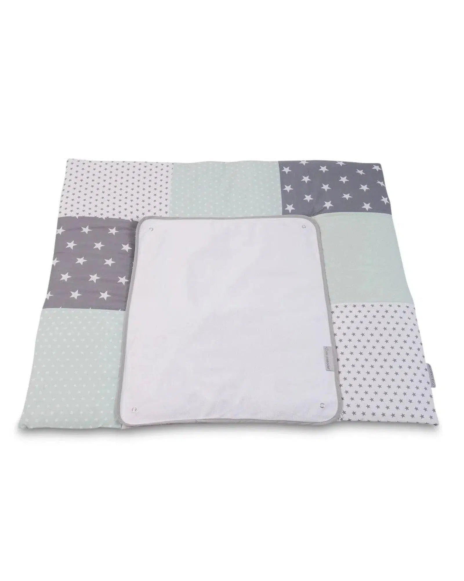 Wickelauflage mit Wechselmatte Patchwork MINT GRAU-ULLENBOOM-75 x 85 cm-ULLENBOOM Baby