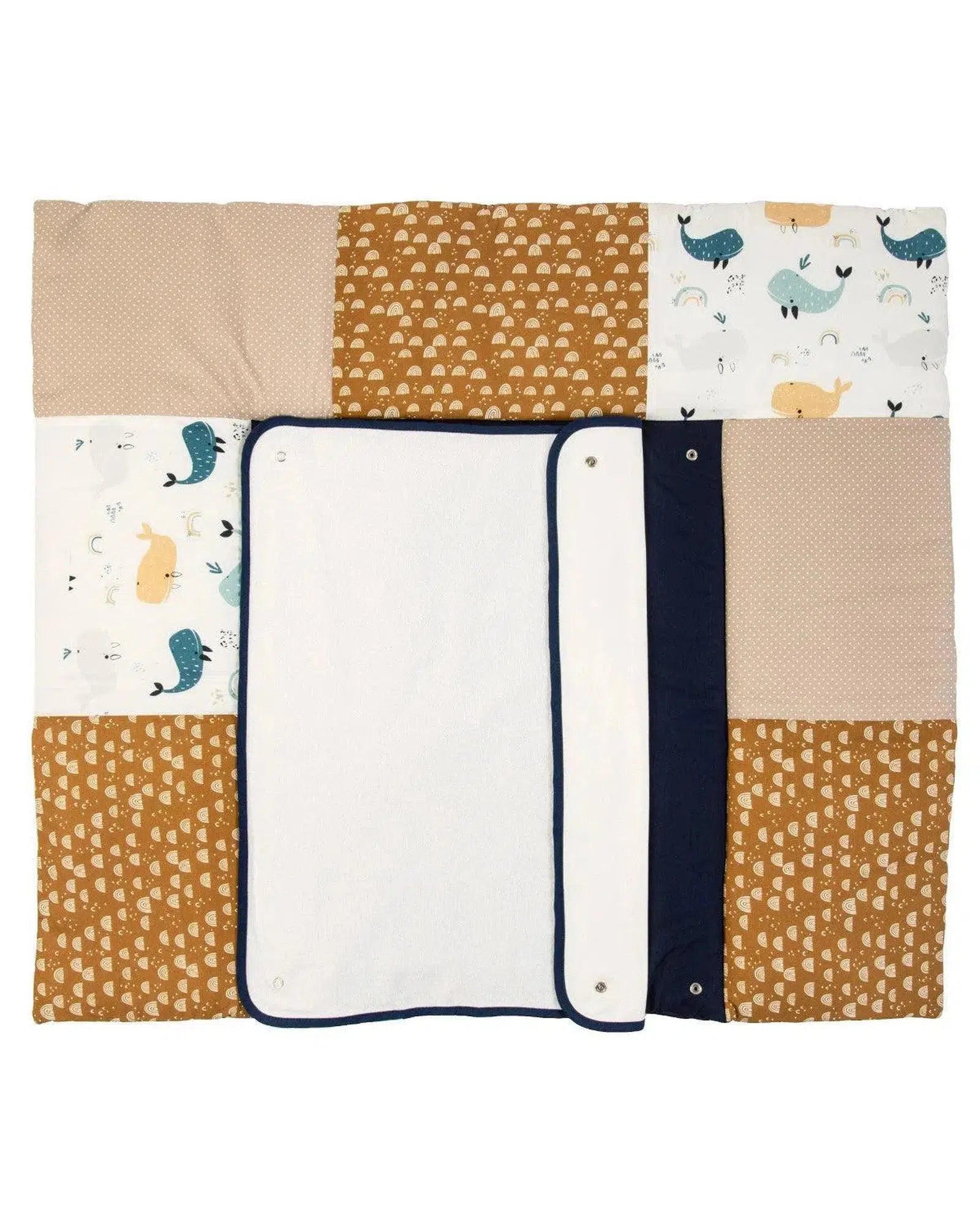 Wickelauflage mit Wechselmatte Patchwork WALE-ULLENBOOM-75 x 85 cm-ULLENBOOM Baby