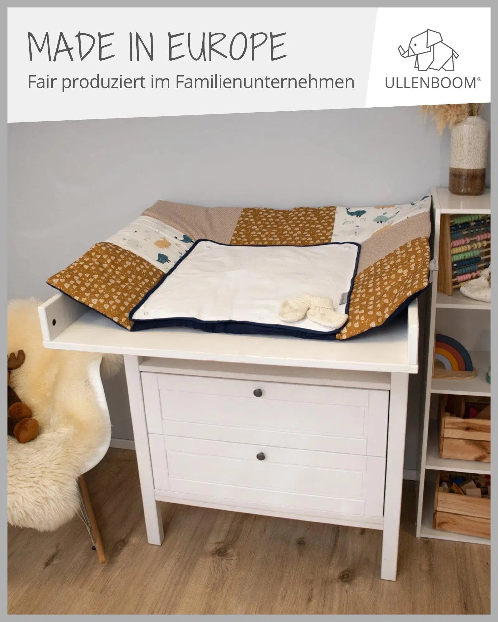 Wickelauflage mit Wechselmatte Patchwork WALE-ULLENBOOM-75 x 85 cm-ULLENBOOM Baby