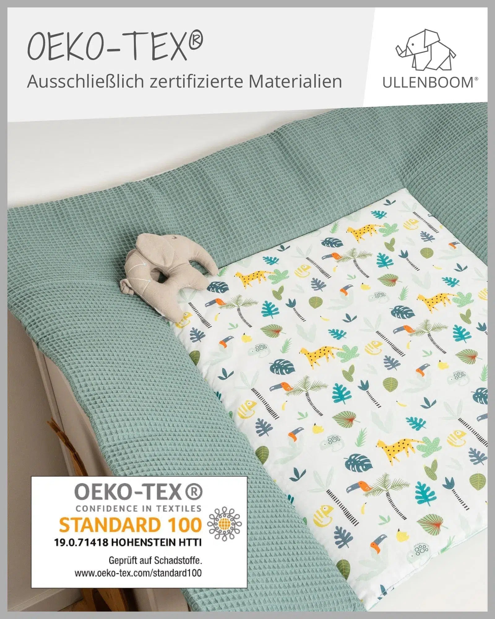 Wickelauflage Waffelpiqué Motiv SALBEIGRÜN REGENWALD-ULLENBOOM-75 x 85 cm-ULLENBOOM Baby