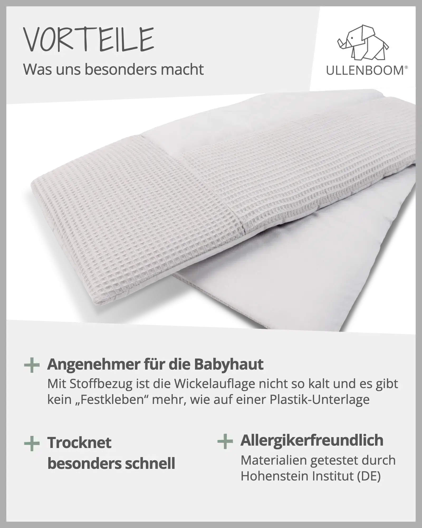 Wickelauflage Waffelpiqué GRAU-ULLENBOOM Baby-75 x 85 cm-ULLENBOOM Baby