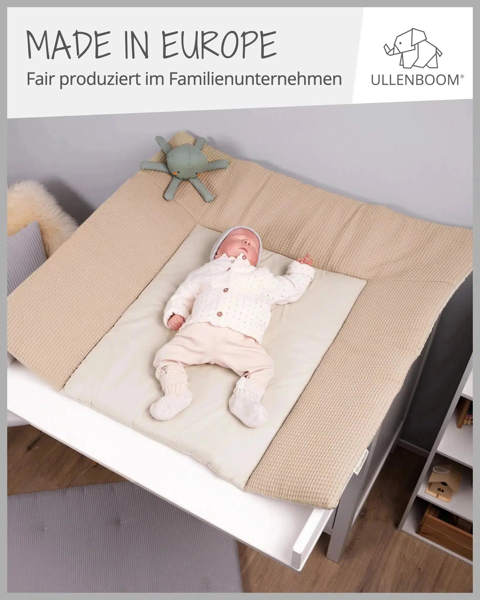 Wickelauflage Waffelpiqué SAND-ULLENBOOM Baby-75 x 85 cm-ULLENBOOM Baby