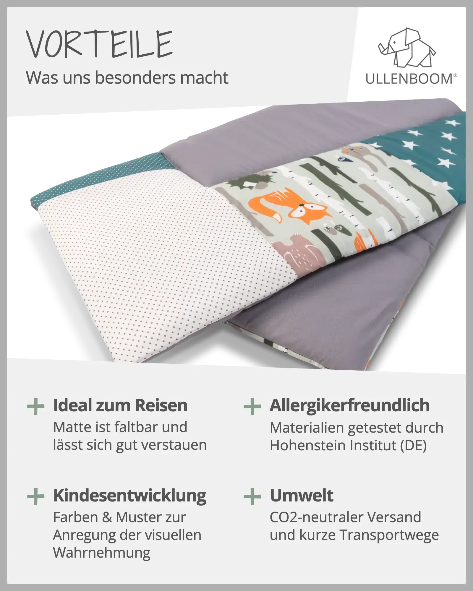 Wickelauflage WALDTIERE PETROL-ULLENBOOM Baby-75 x 85 cm-ULLENBOOM Baby