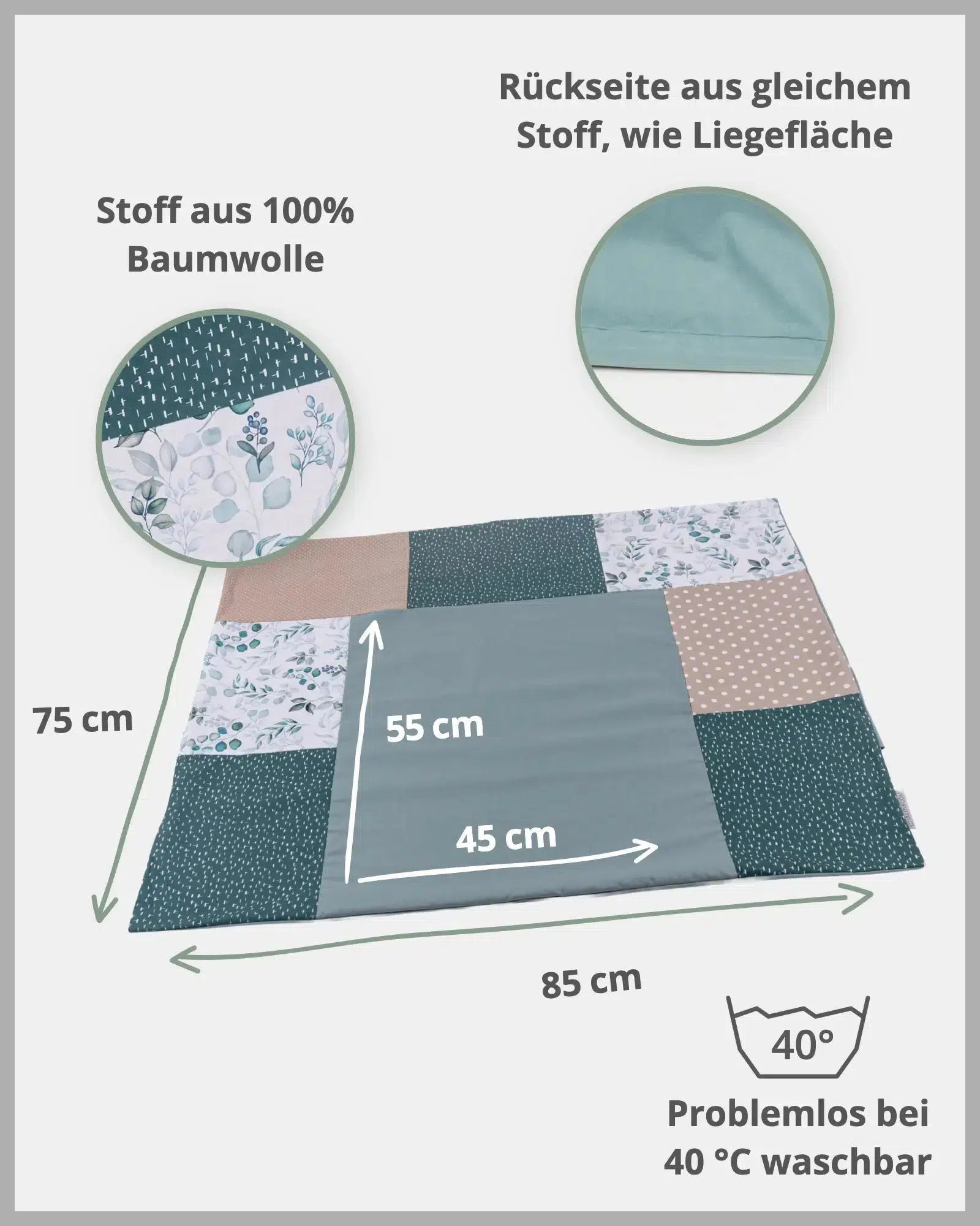 Wickelauflagen-Bezug EUKALYPTUS-ULLENBOOM Baby-75 x 85 cm-ULLENBOOM Baby