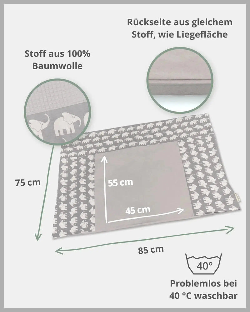 Wickelauflagen-Bezug GRAU ELEFANT-ULLENBOOM Baby-75 x 85 cm-ULLENBOOM Baby