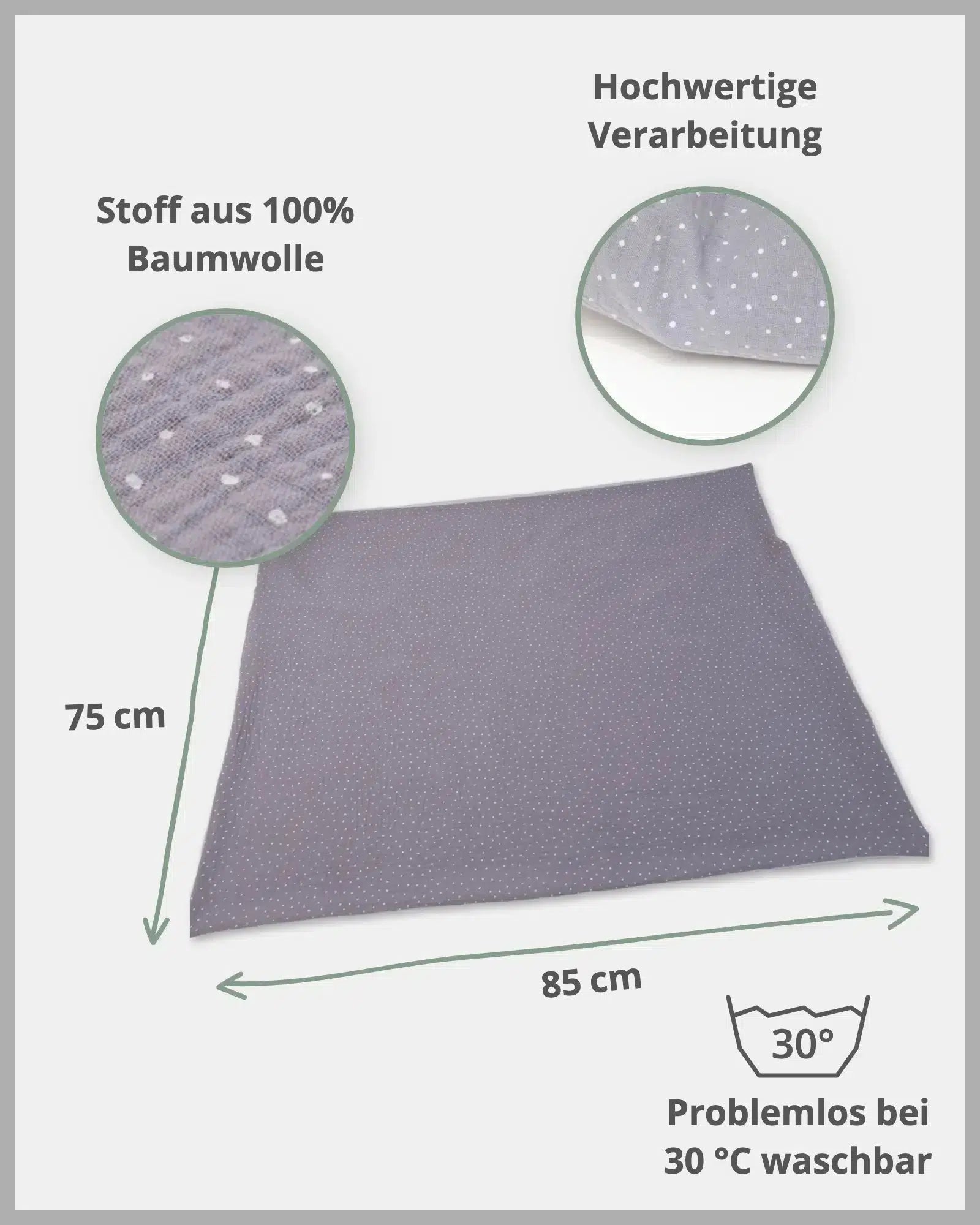 Wickelauflagen-Bezug MUSSELIN GRAU-ULLENBOOM Baby-75 x 85 cm-ULLENBOOM Baby