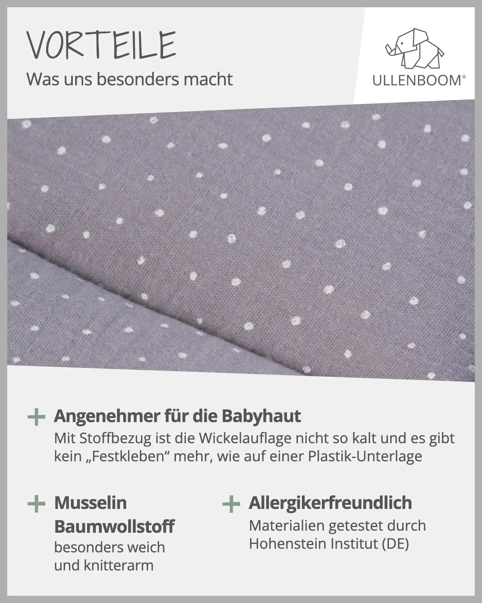 Wickelauflagen-Bezug MUSSELIN GRAU-ULLENBOOM Baby-75 x 85 cm-ULLENBOOM Baby