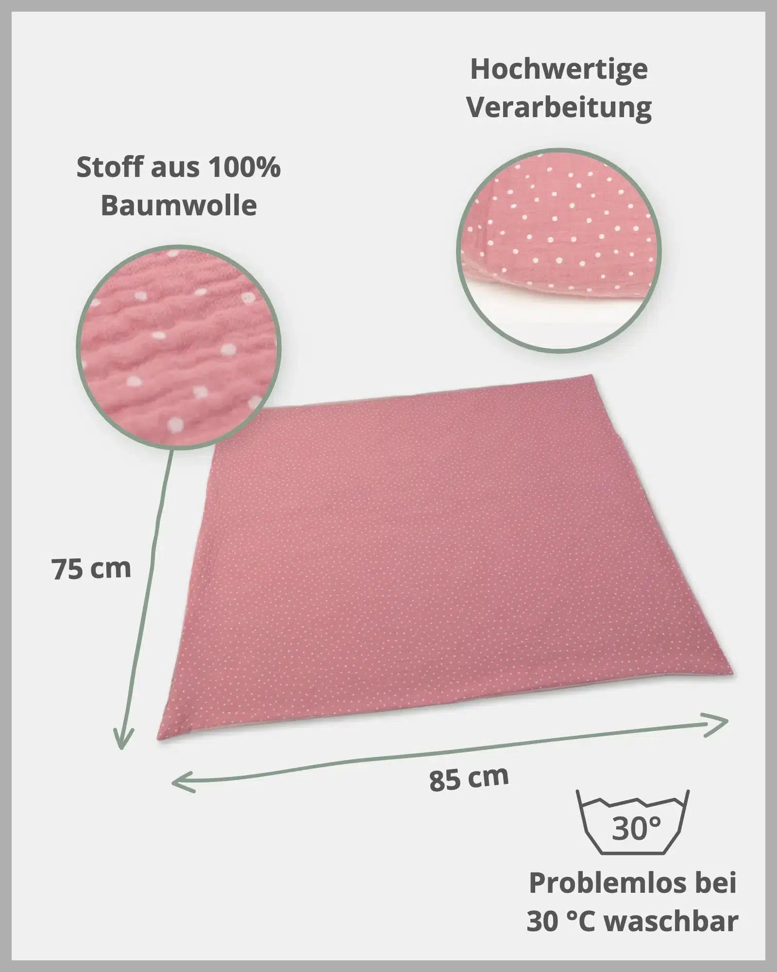 Wickelauflagen-Bezug MUSSELIN ROSA-ULLENBOOM Baby-75 x 85 cm-ULLENBOOM Baby