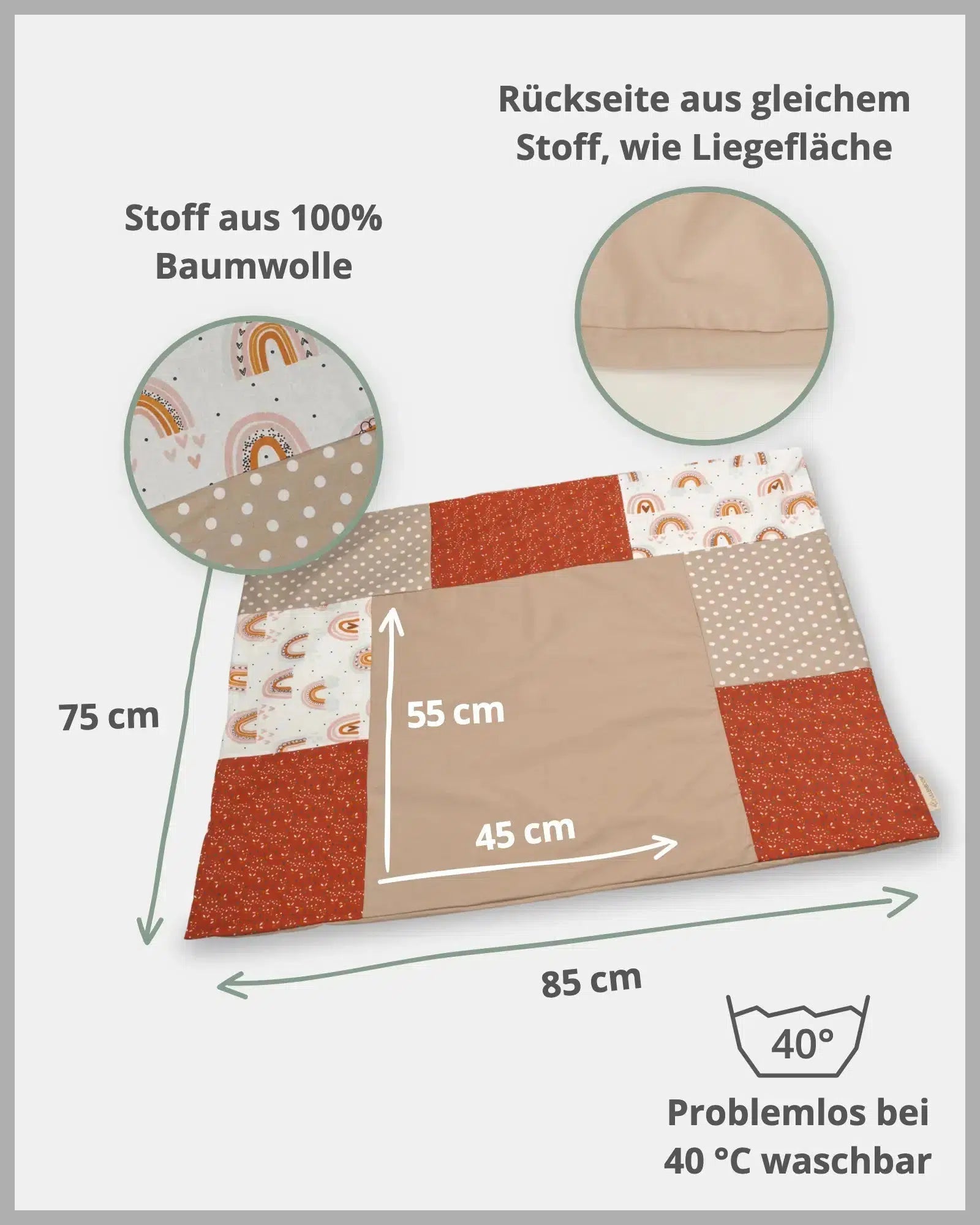 Wickelauflagen-Bezug REGENBOGEN-ULLENBOOM Baby-75 x 85 cm-ULLENBOOM Baby