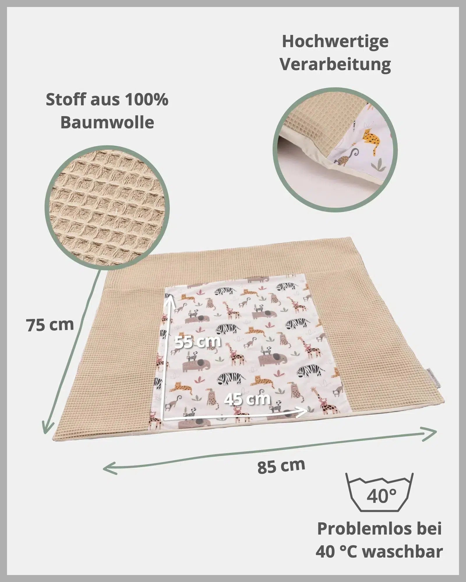 Wickelauflagen-Bezug SAND SAVANNE-ULLENBOOM Baby-75 x 85 cm-ULLENBOOM Baby