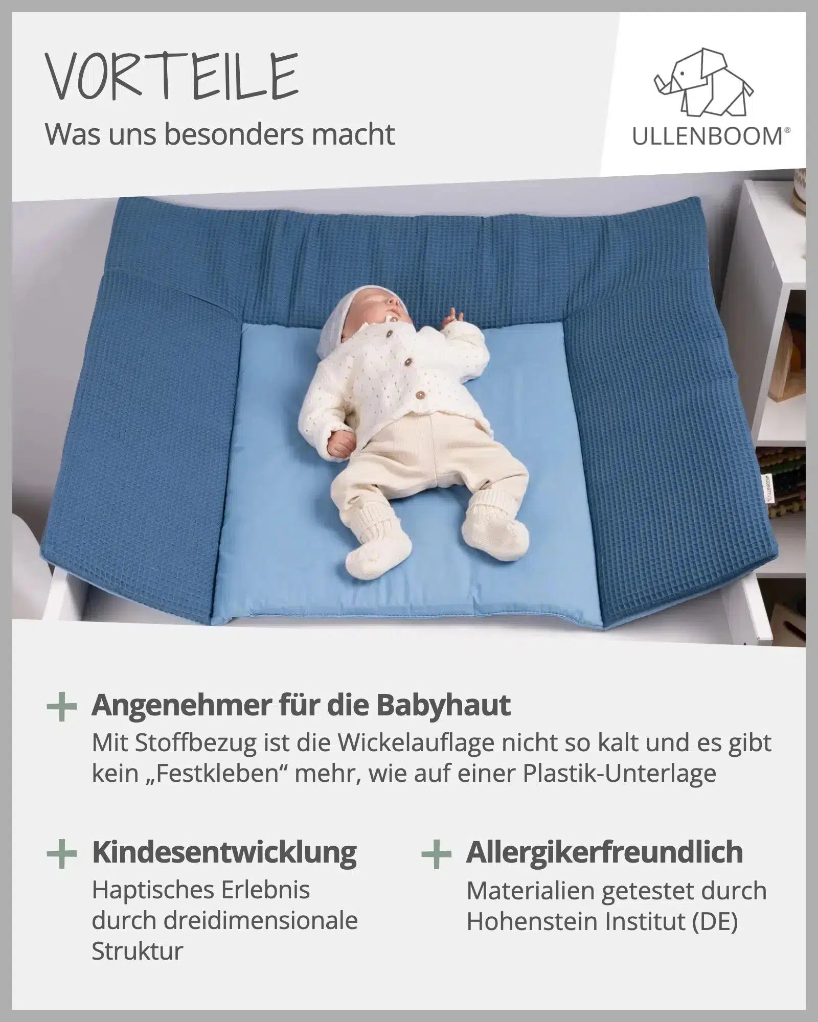 Wickelauflagen-Bezug Waffelpiqué BLAU-ULLENBOOM Baby-75 x 85 cm-ULLENBOOM Baby