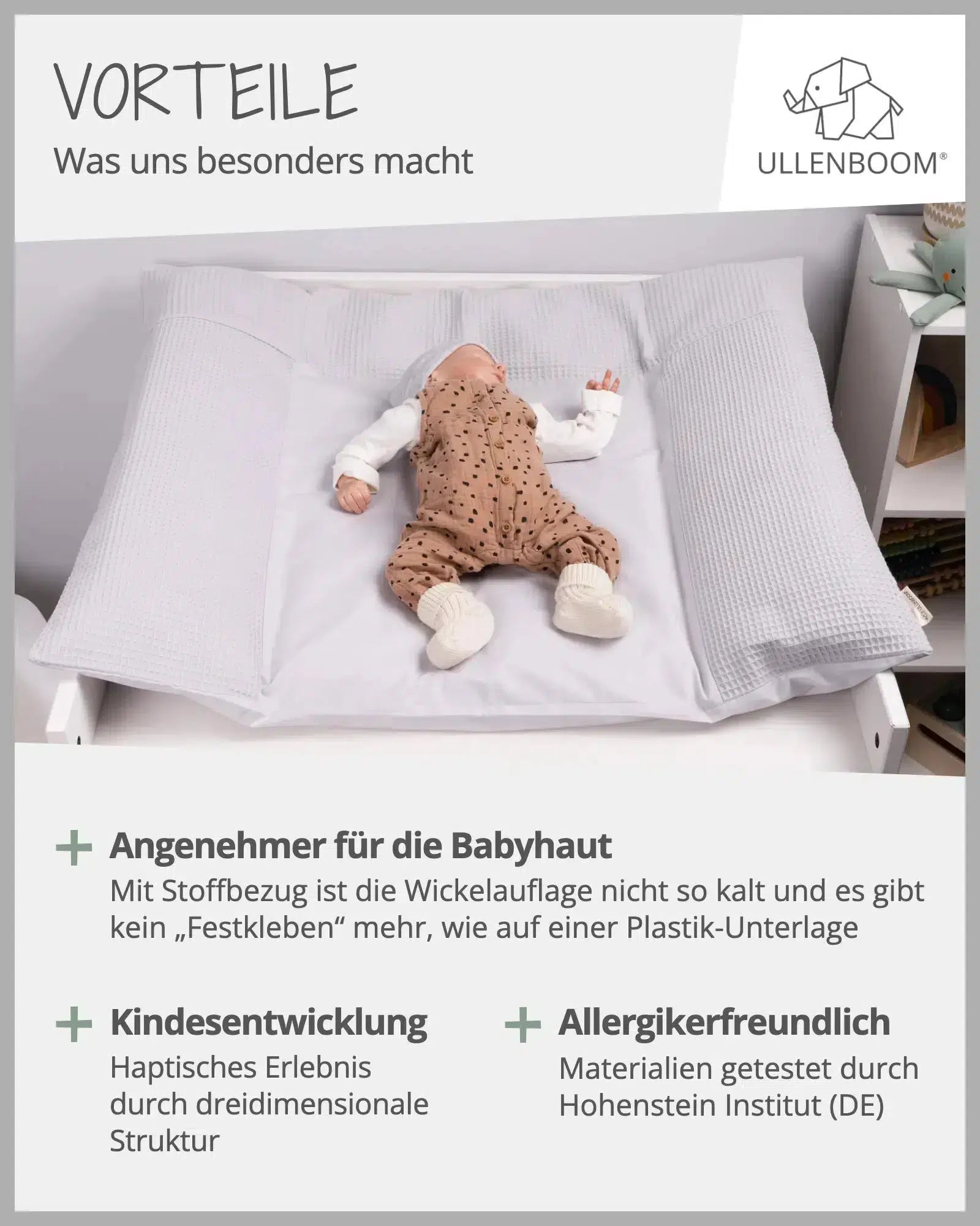 Wickelauflagen-Bezug Waffelpiqué GRAU-ULLENBOOM Baby-75 x 85 cm-ULLENBOOM Baby