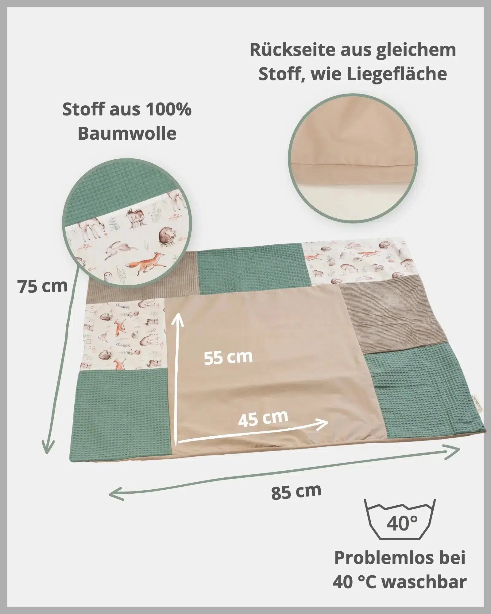 Wickelauflagen-Bezug WALDFREUNDE-ULLENBOOM Baby-75 x 85 cm-ULLENBOOM Baby