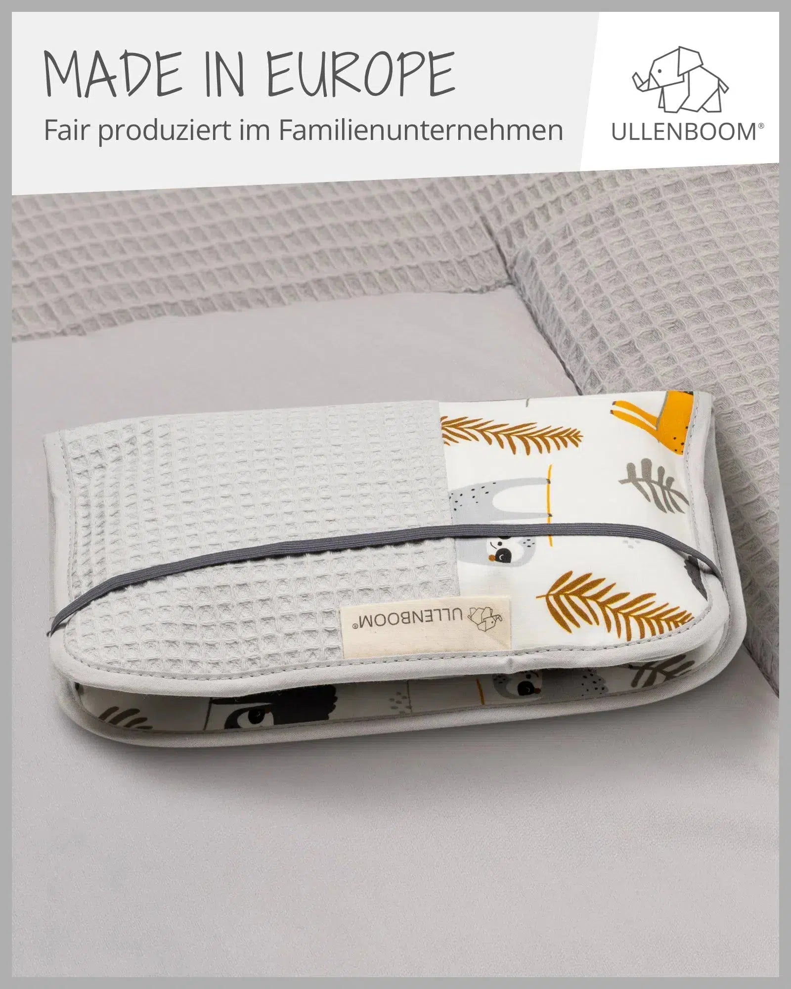 Windeltasche Waffelpiqué Motiv GRAU FAULTIERE-ULLENBOOM-18 x 27 cm-ULLENBOOM Baby