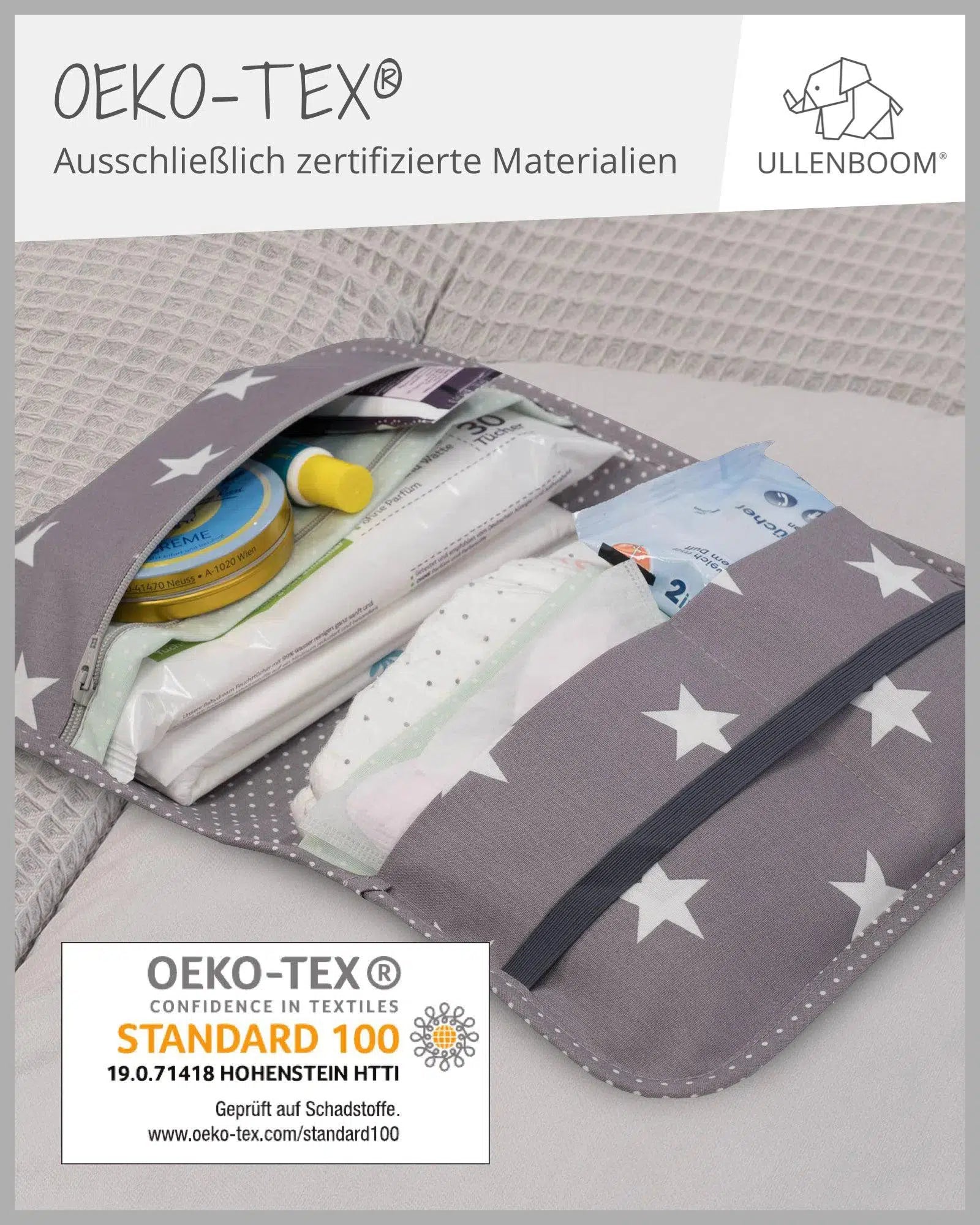 Windeltasche Patchwork MINT GRAU-ULLENBOOM-18 x 27 cm-ULLENBOOM Baby