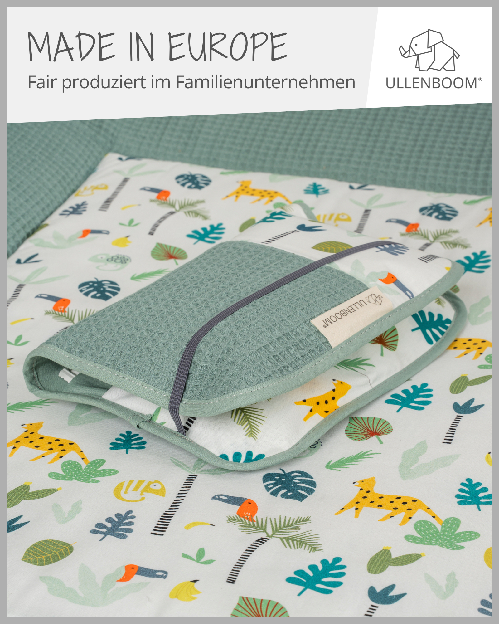 Windeltasche Waffelpiqué Motiv SALBEIGRÜN REGENWALD-ULLENBOOM-18 x 27 cm-ULLENBOOM Baby